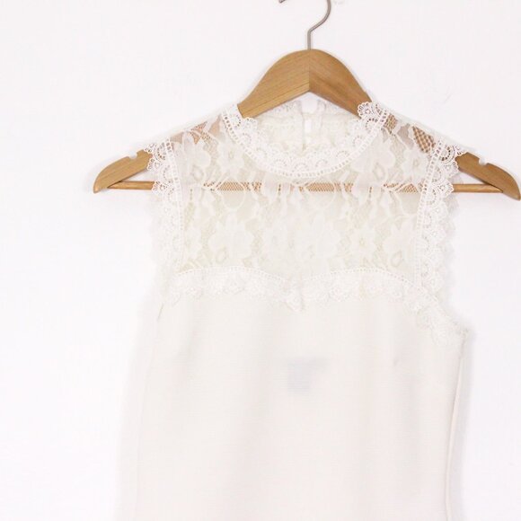 *Suzy Shier White Lace Camisole Back Button Closure Blouse - Picture 3 of 10